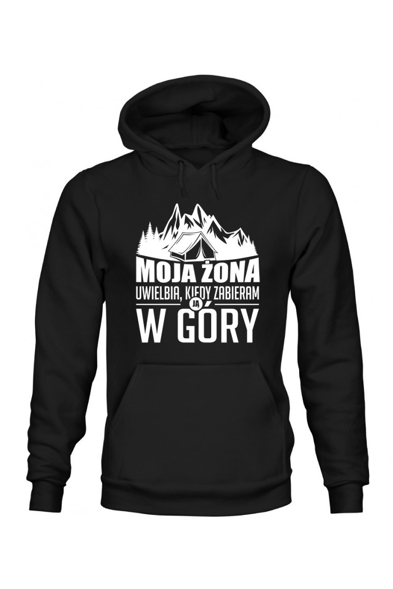 Bluza Męska z Kapturem Moja Żona Uwielbia, Kiedy Zabieram Ją W Góry