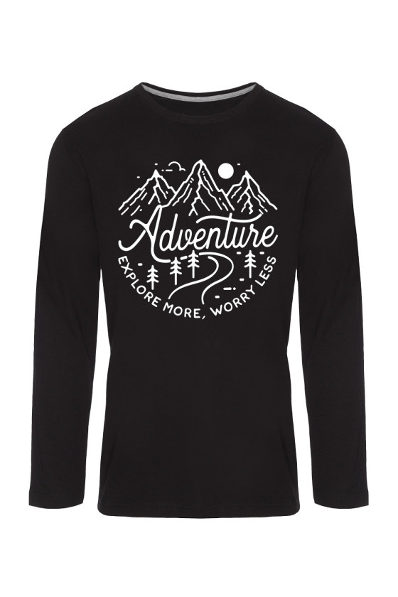 Koszulka Męska Longsleeve Adventure, Explore More, Worry Less