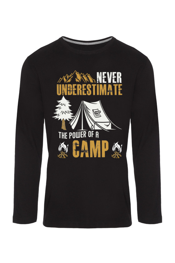 Koszulka Męska Longsleeve Never Underestimate The Power Of A Camp