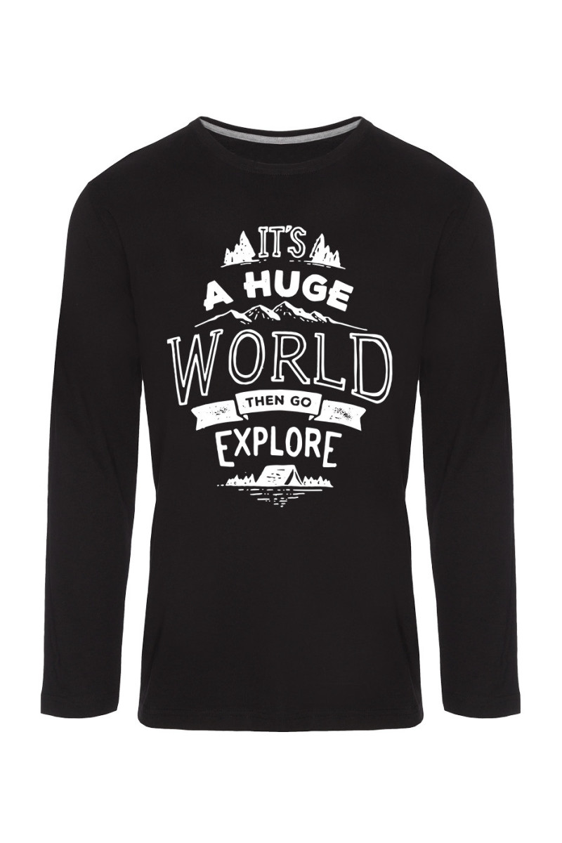 Koszulka Męska Longsleeve It's A Huge World, Then Go Explore