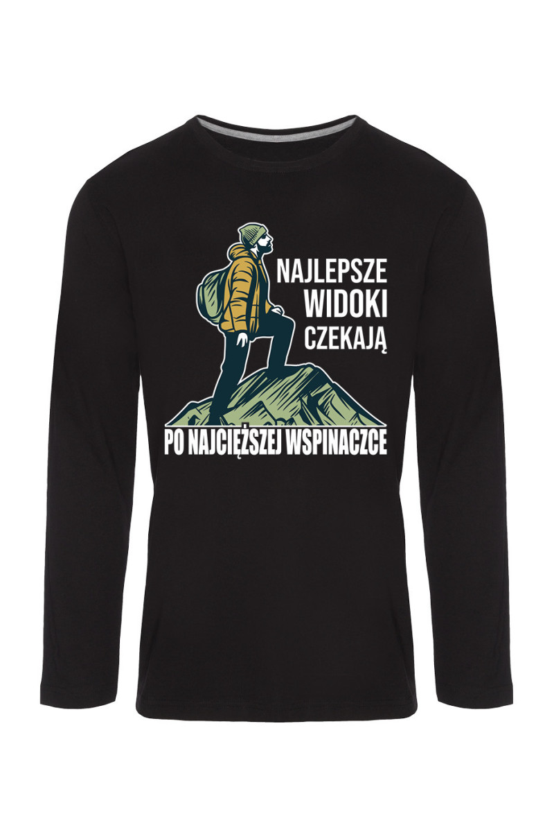 Koszulka Męska Longsleeve Najlepsze Widoki Czekają Po Najcięższej Wspinaczce