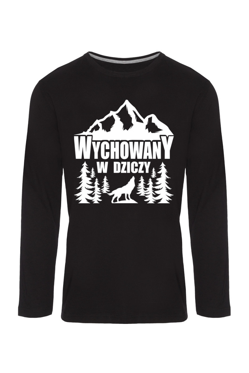 Koszulka Męska Longsleeve Wychowany W Dziczy Wilk