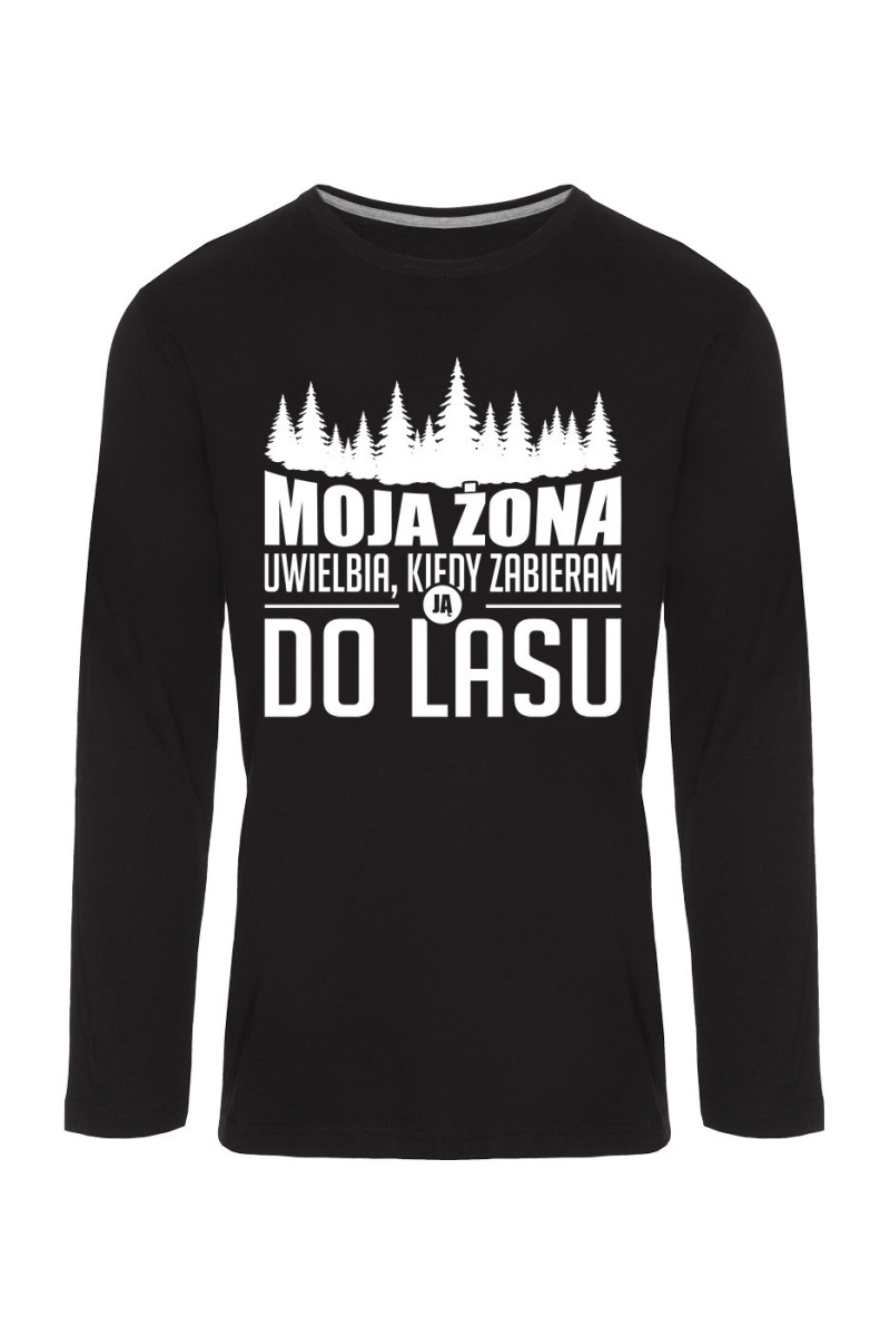 Koszulka Męska Longsleeve Moja Żona Uwielbia, Kiedy Zabieram Ją Do Lasu