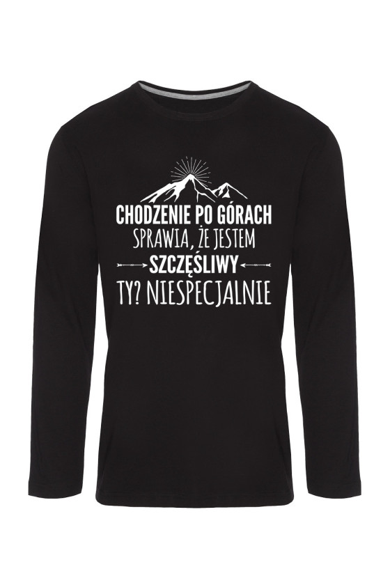 Koszulka Męska Longsleeve Chodzenie Po Górach Sprawia, Że Jestem Szczęśliwy